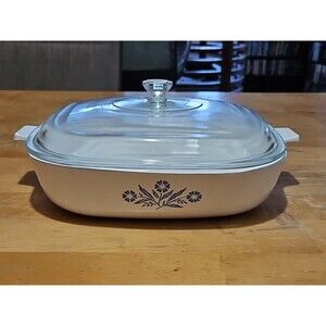 Vintage Corning Ware Blue Cornflower P-10-B Casserole 9.5" Dish W/Glass Lid EUC